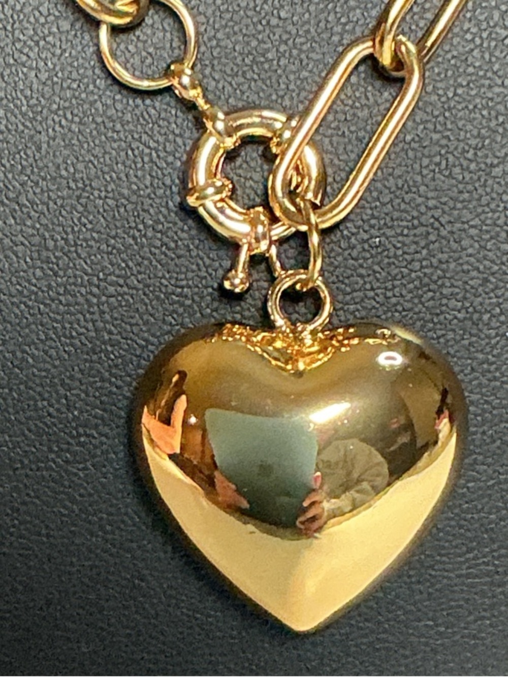 Gold Heart Charm Link Necklace for Women